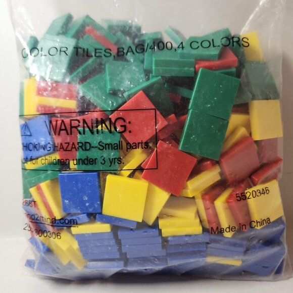 NEW 400 Square Color Tiles Math Manipulatives Sorting Stacking Comparing Blocks - Picture 4 of 4
